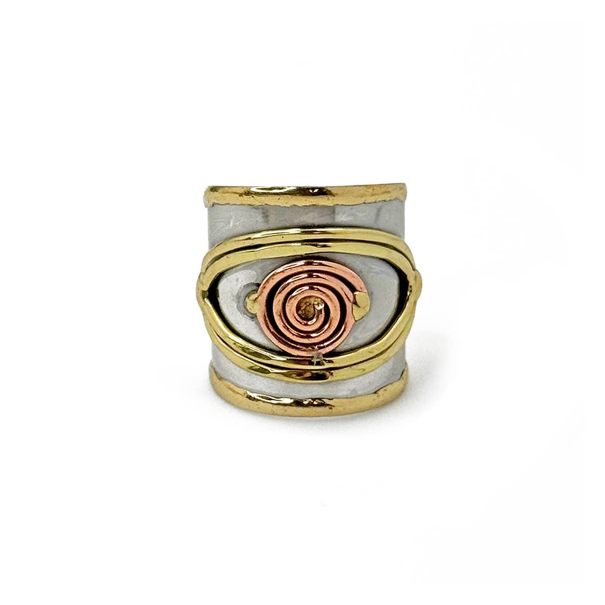 Handcrafted Mixed Metal Eyes Ring