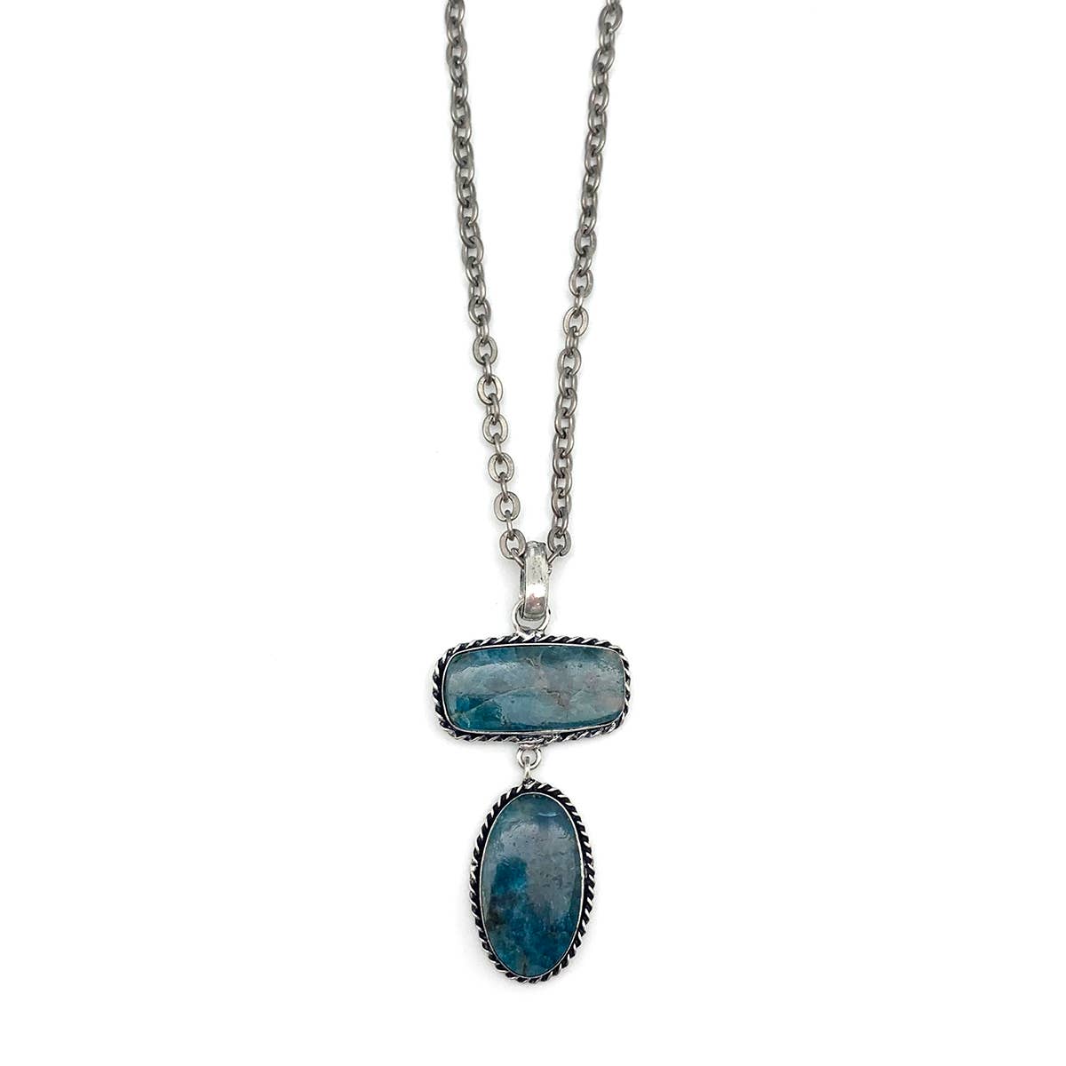 Handcrafted Semiprecious Stone Pendant Necklace - Apatite