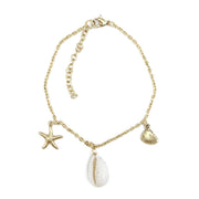 Sachi Golden Coastline Collection Anklet - White/Gold Shells