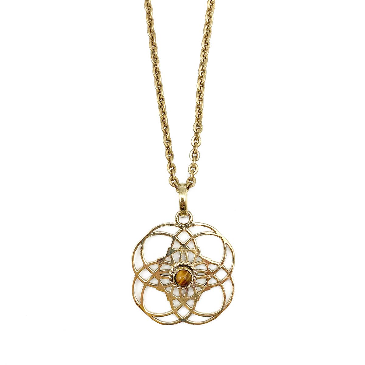 Tanvi Collection Necklace - Gold Clover with Tigerseye