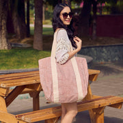 Handcrafted Canvas Bag with Block-Printed Zigzag Charm