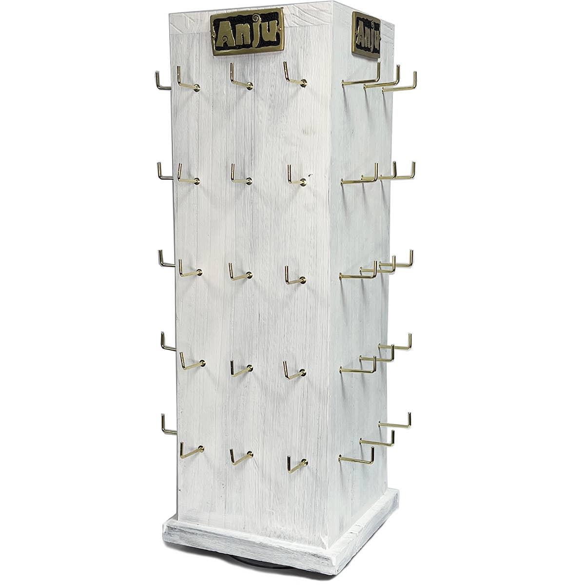 Large Tabletop Four Sided White Wood Spinner Display