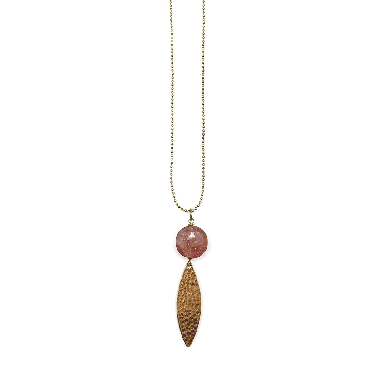 Akriti Gold and Medium Faceted Strawberry Quartz Necklace