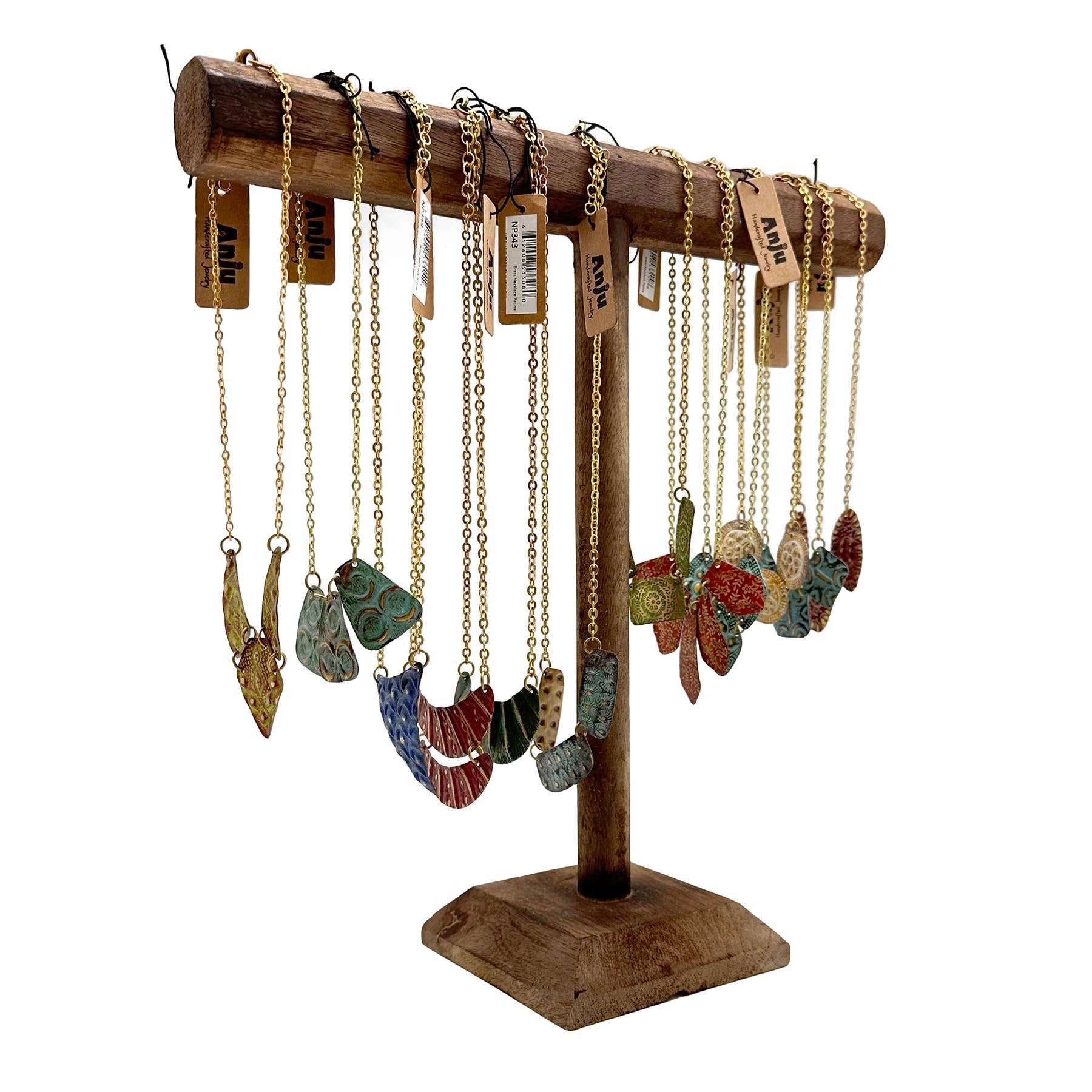 Brass Patina Necklaces Prepack - 12 Necklaces and Display