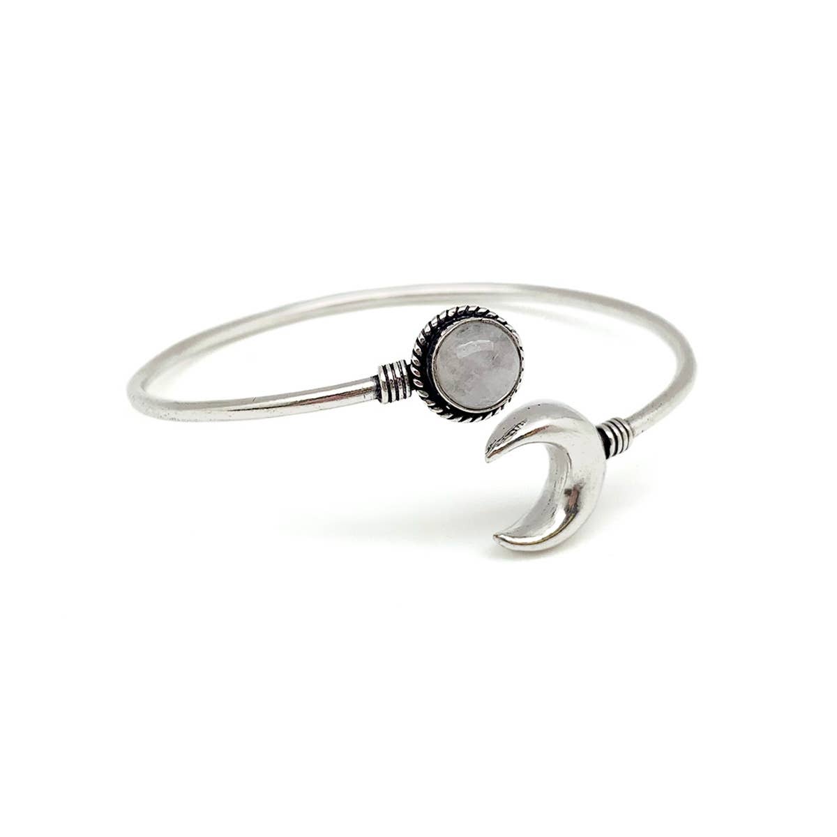 Tanvi Collection Bangle Bracelet - Silver with Moonstone