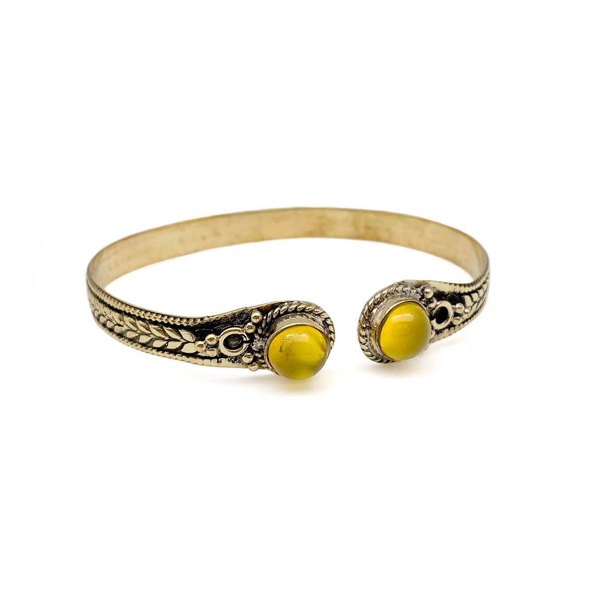 Tanvi Collection Bangle Bracelet - Gold with Yellow Agate