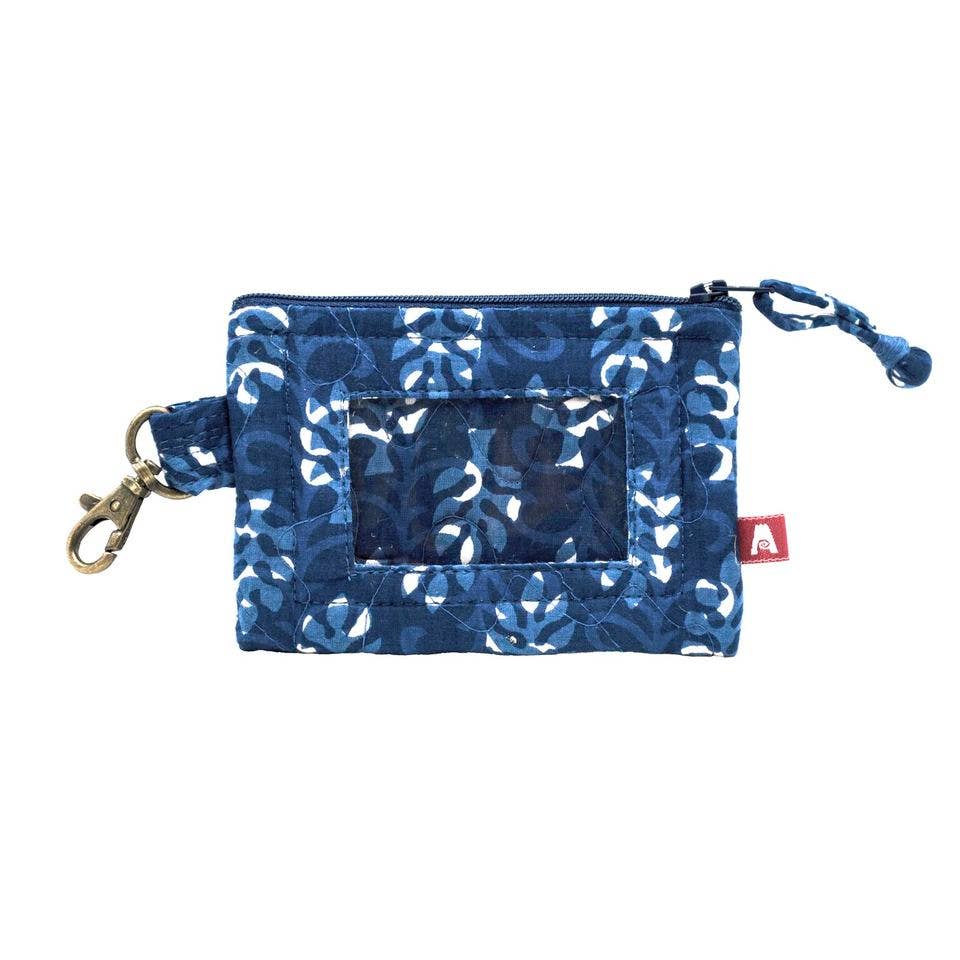 Indigo Palms ID Pouch - Block Printed Organic Cotton