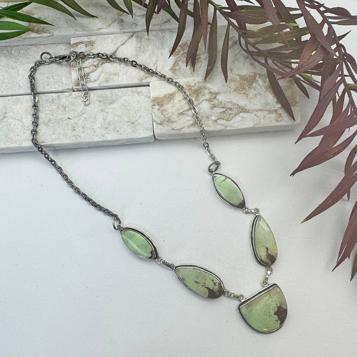 Handcrafted Semiprecious Stone Necklace - Lemon Chrysoprase
