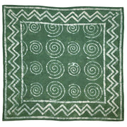 Block Printed Bandana - Green Large Spirals Chevron Border