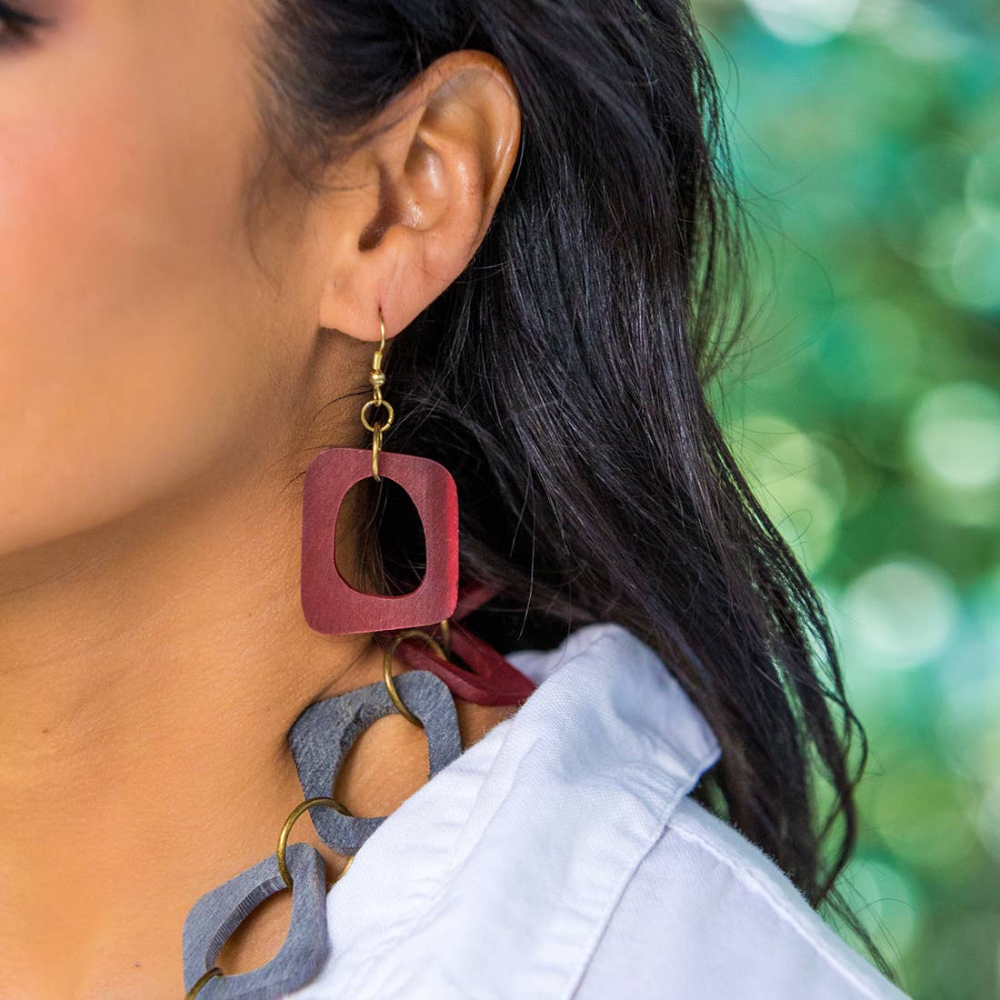 Omala Autumn Neutrals Collection Earrings - Round Rectangle