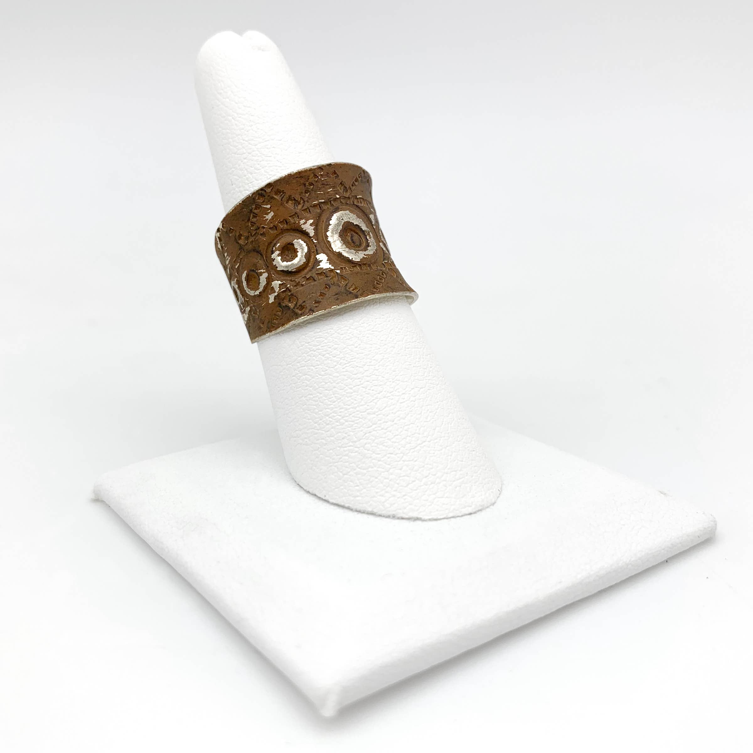 Silver Patina Ring - Brown Medallions