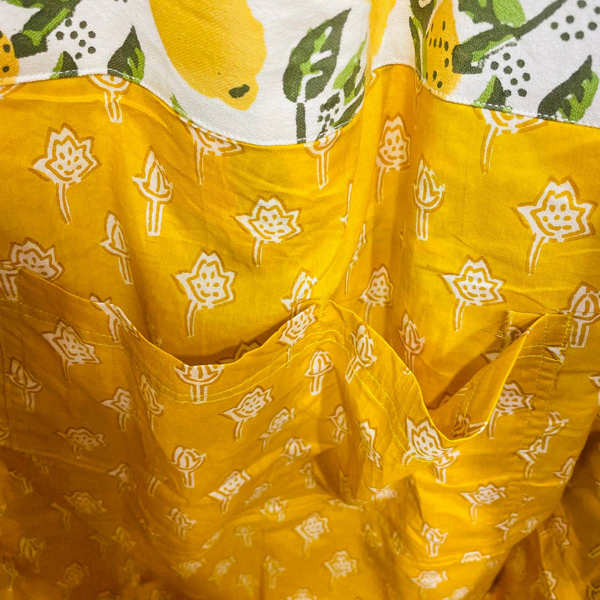 Handcrafted Canvas Bag with Block-Printed Lemon Groves