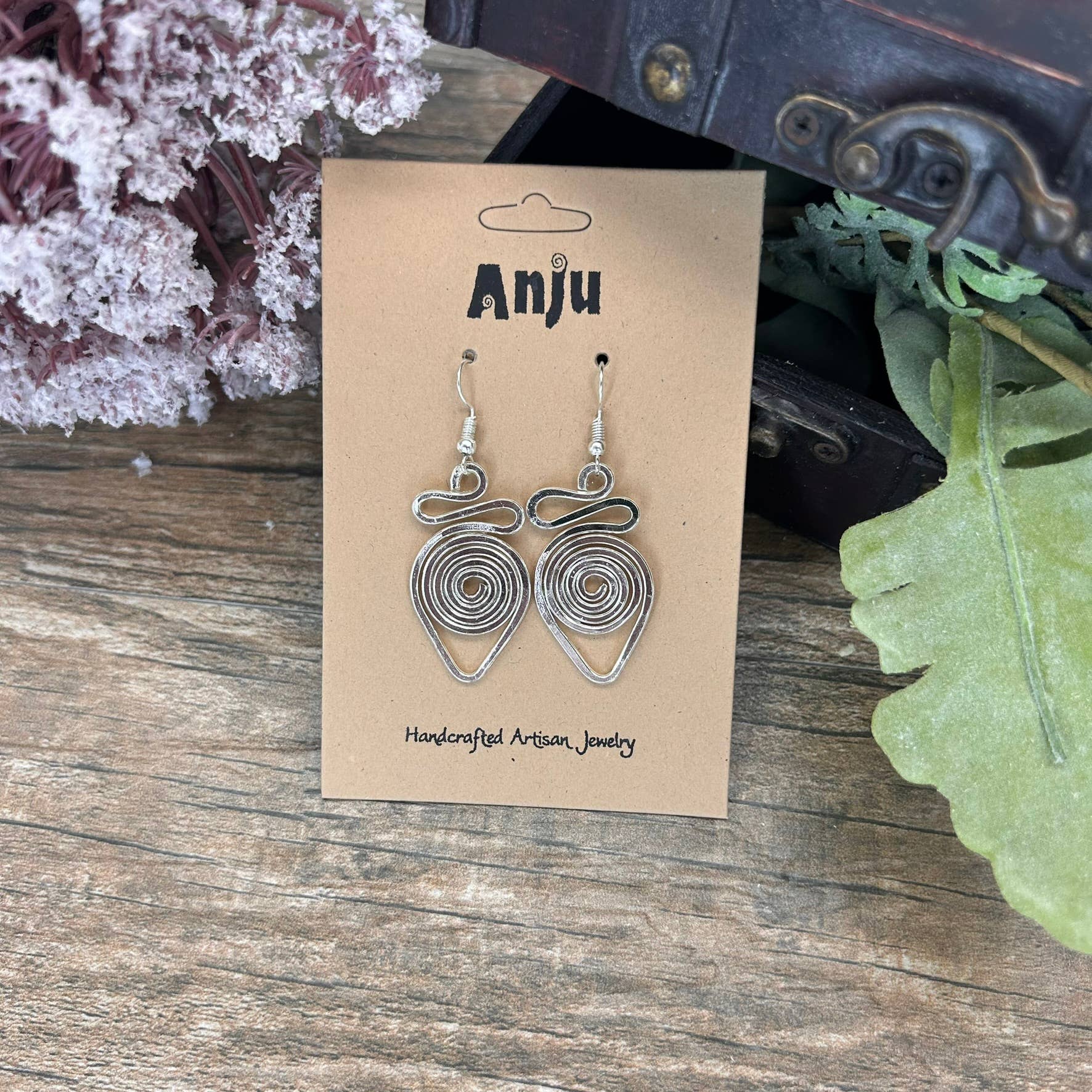 Silver Plated Earrings - Teardrop Spiral