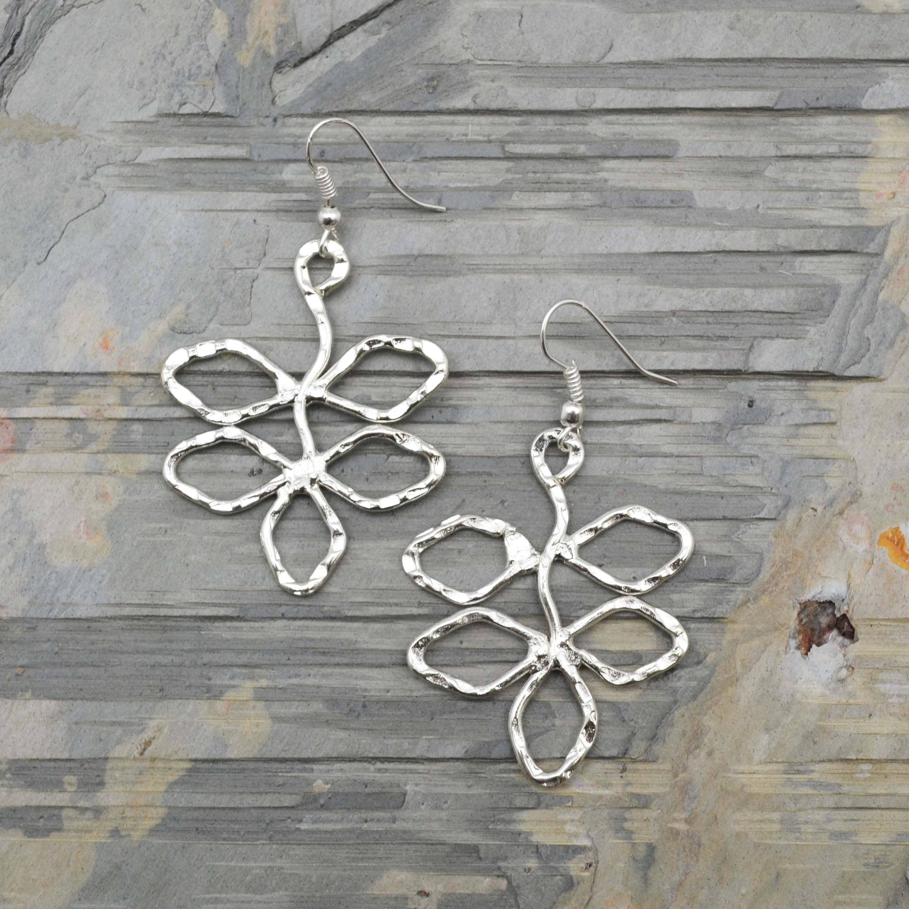 Silver Plated Earrings - Leafy Branch