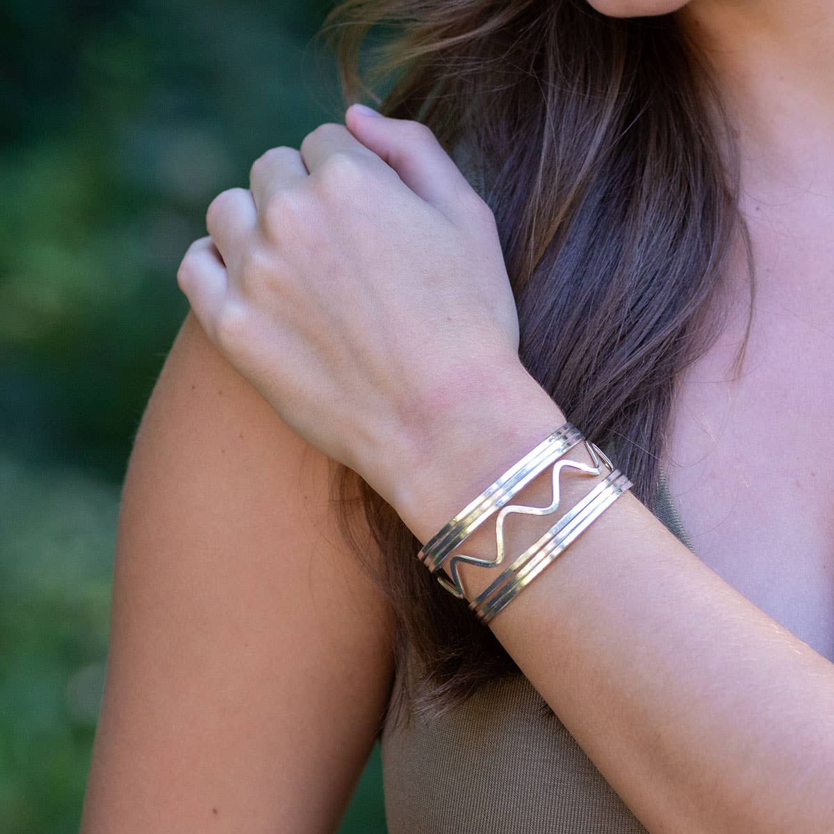 Handcrafted Zigzag Silver Cuff Bracelet