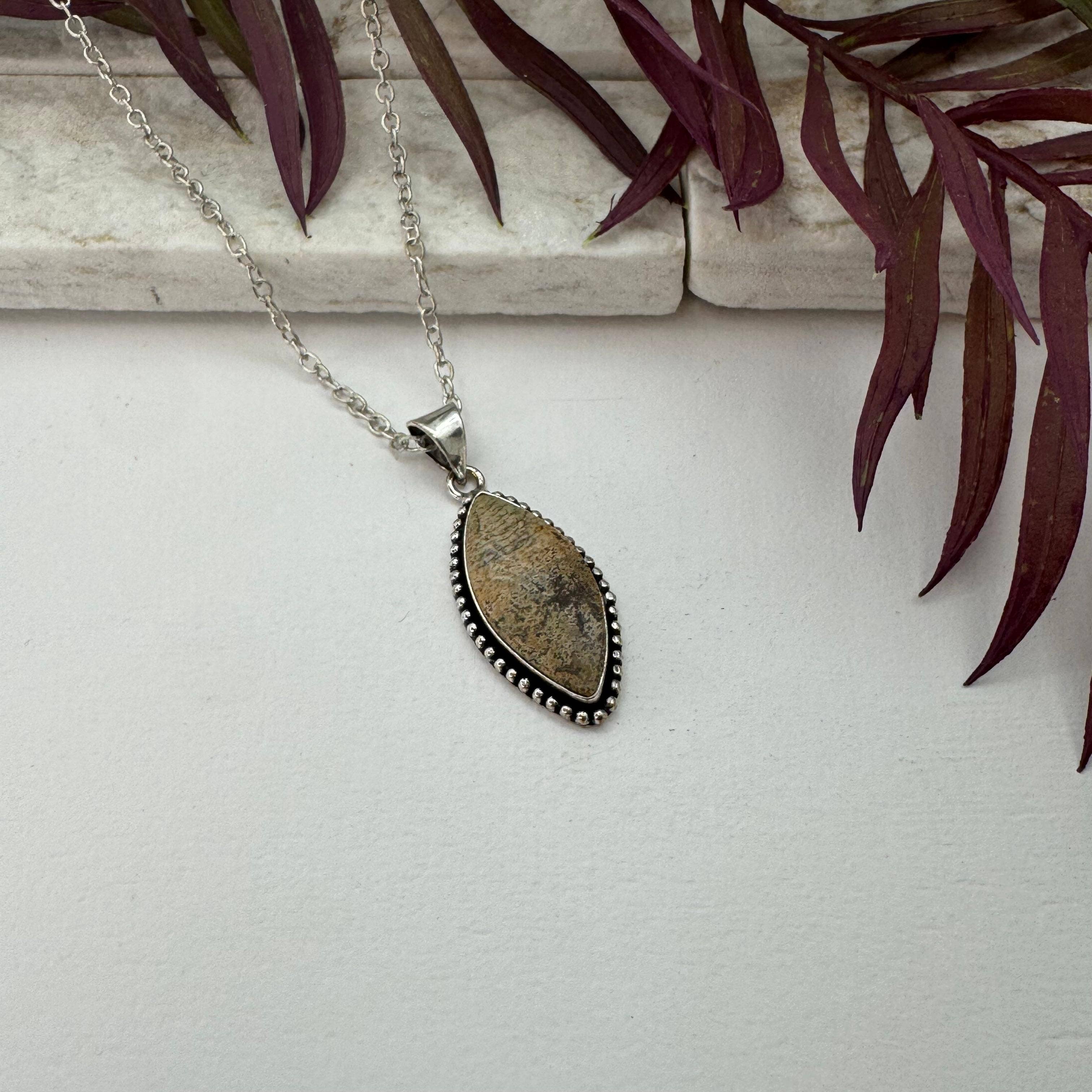 Handcrafted Semiprecious Stone Necklace - Crazy Lace Agate