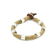 Aadi Tan Jute and Silver Beads Men's Bracelet