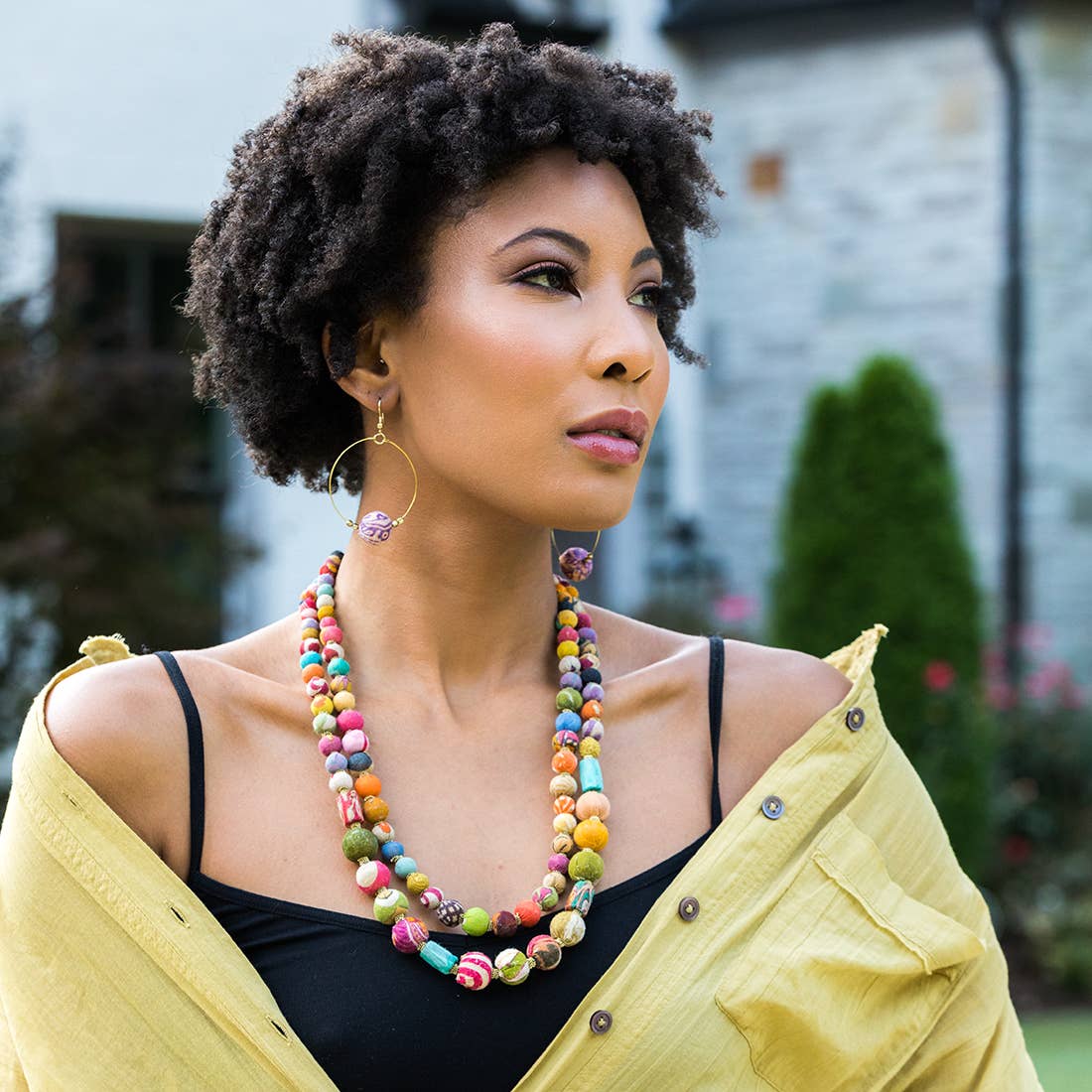 Aasha Dual Strand with Medium and Large Beads Necklace