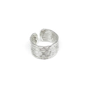 Silver Plated Adjustable Ring - Hammered Bands