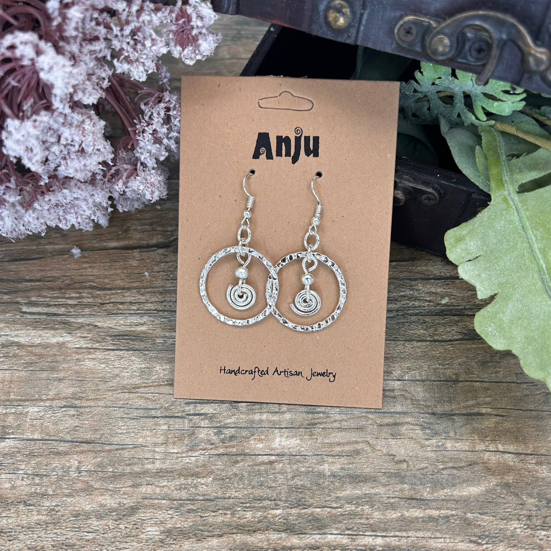 Silver Plated Earrings - Circle and Spiral