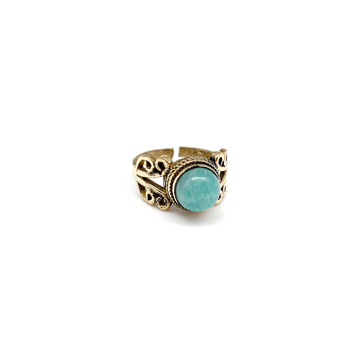 Tanvi Collection Ring - Gold Circle with Amazonite
