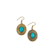 Tanvi Collection Earrings - Gold Oval with Turquoise