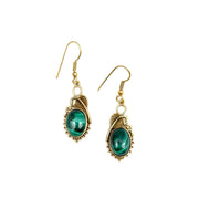 Tanvi Collection Earrings - Gold Oval with Malachite