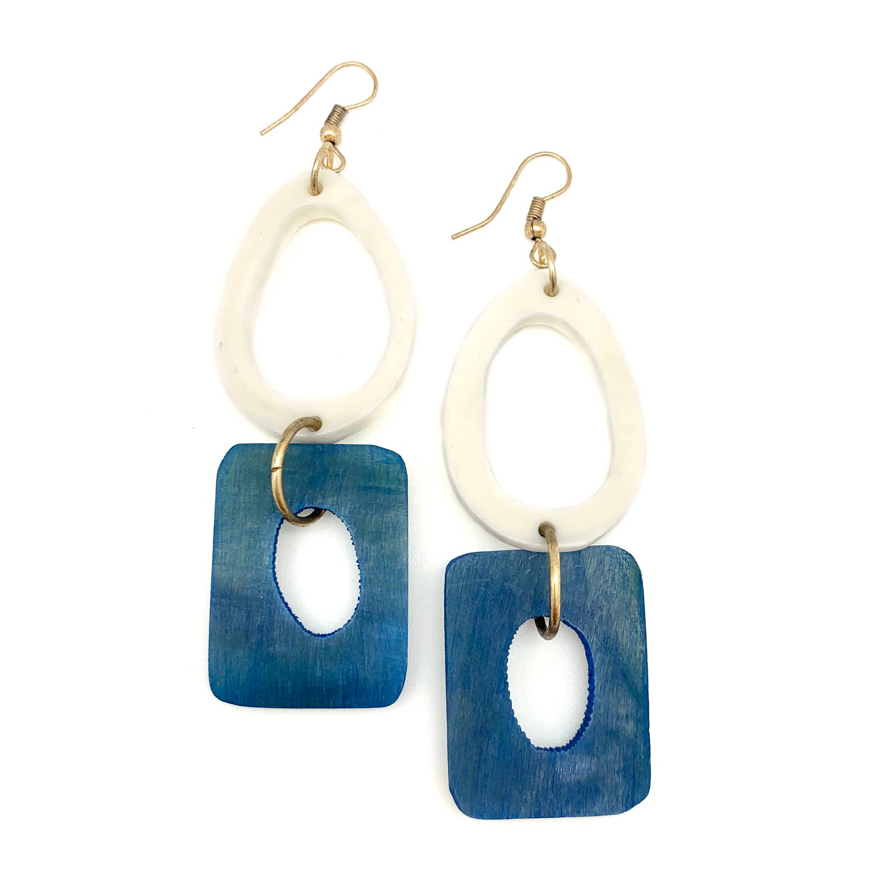 Omala Azure Coast Collection Earrings - Hoop and Rectangle