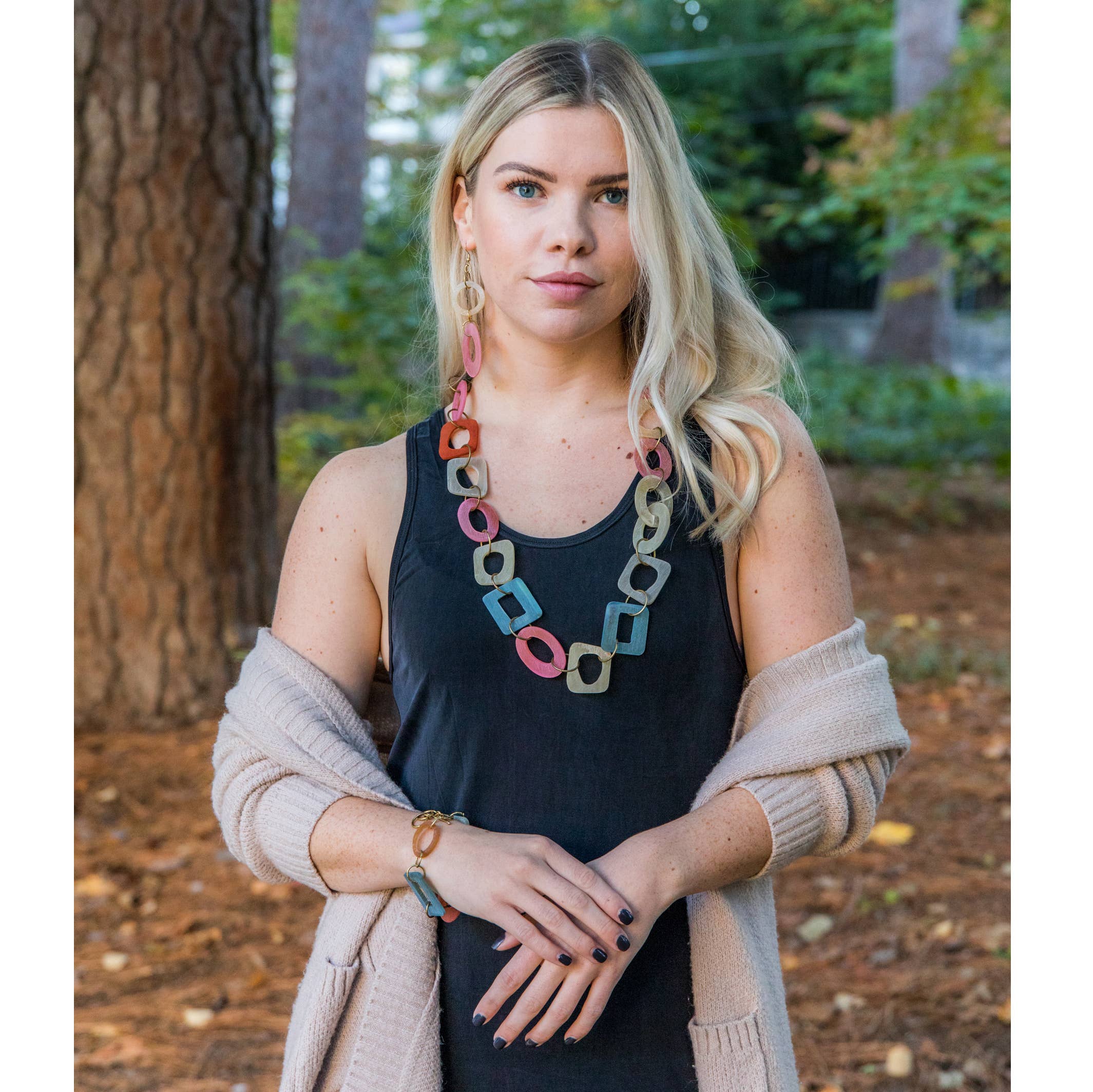 Omala Autumn Neutrals Collection Earrings - Two Color Ovals