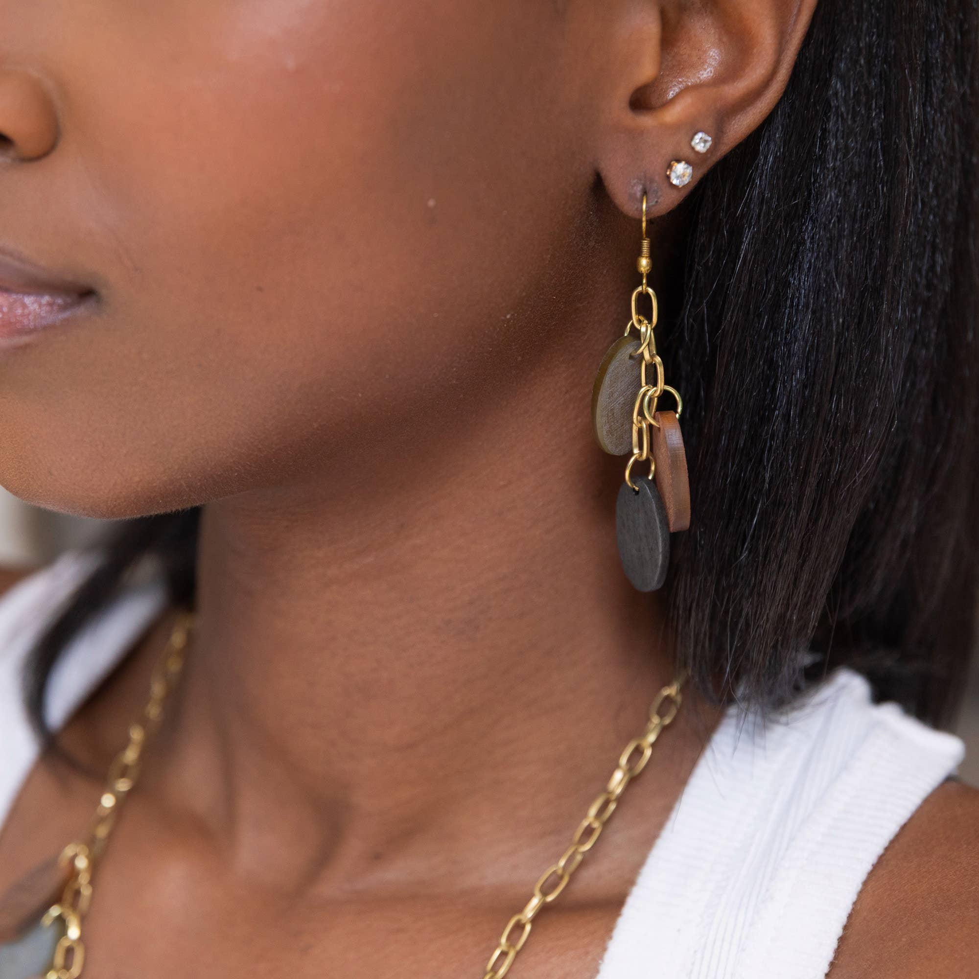 Omala Autumn Neutrals Earrings - Triple Oval