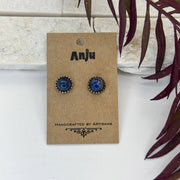 Handcrafted Kashi Semiprecious Stone Post Earrings - Lapis