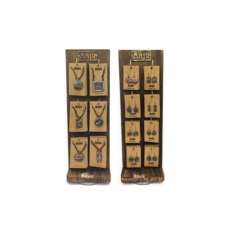 Pewter 24 Necklaces, 32 Earrings, and Display Prepack