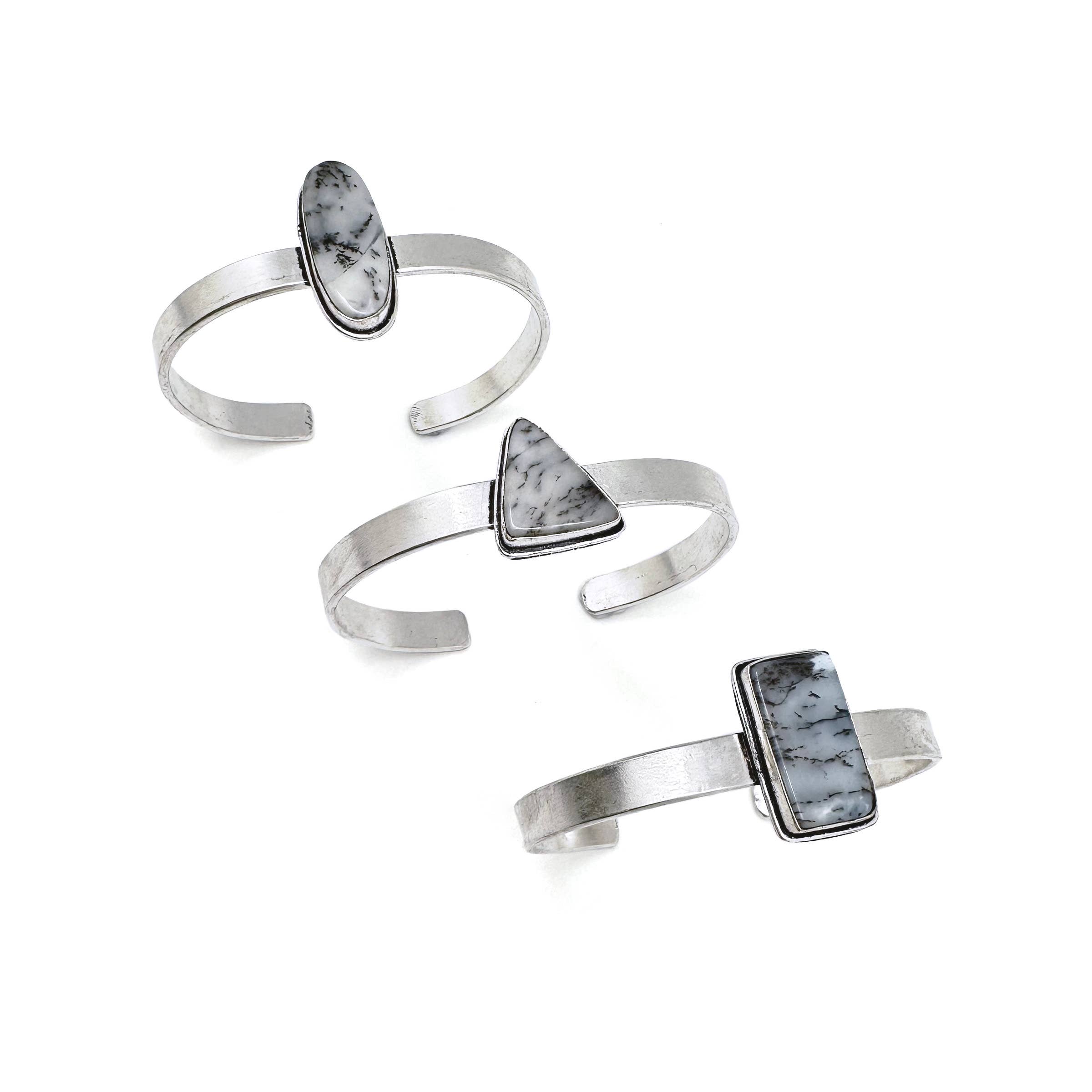 Handcrafted Kashi Semiprecious Stone Cuff - Dendritic Opal