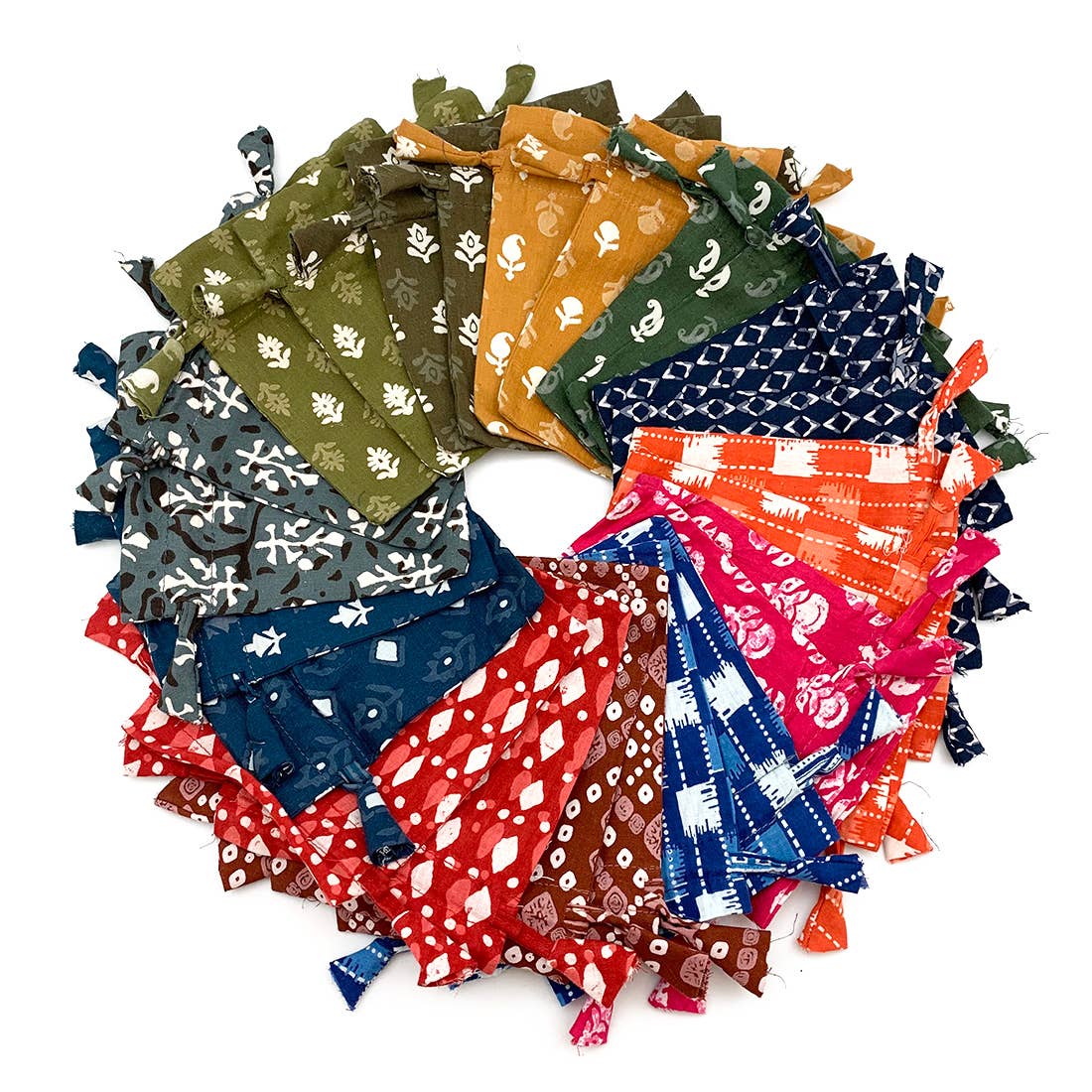 100% Cotton Drawstring Pouches - Set of 12