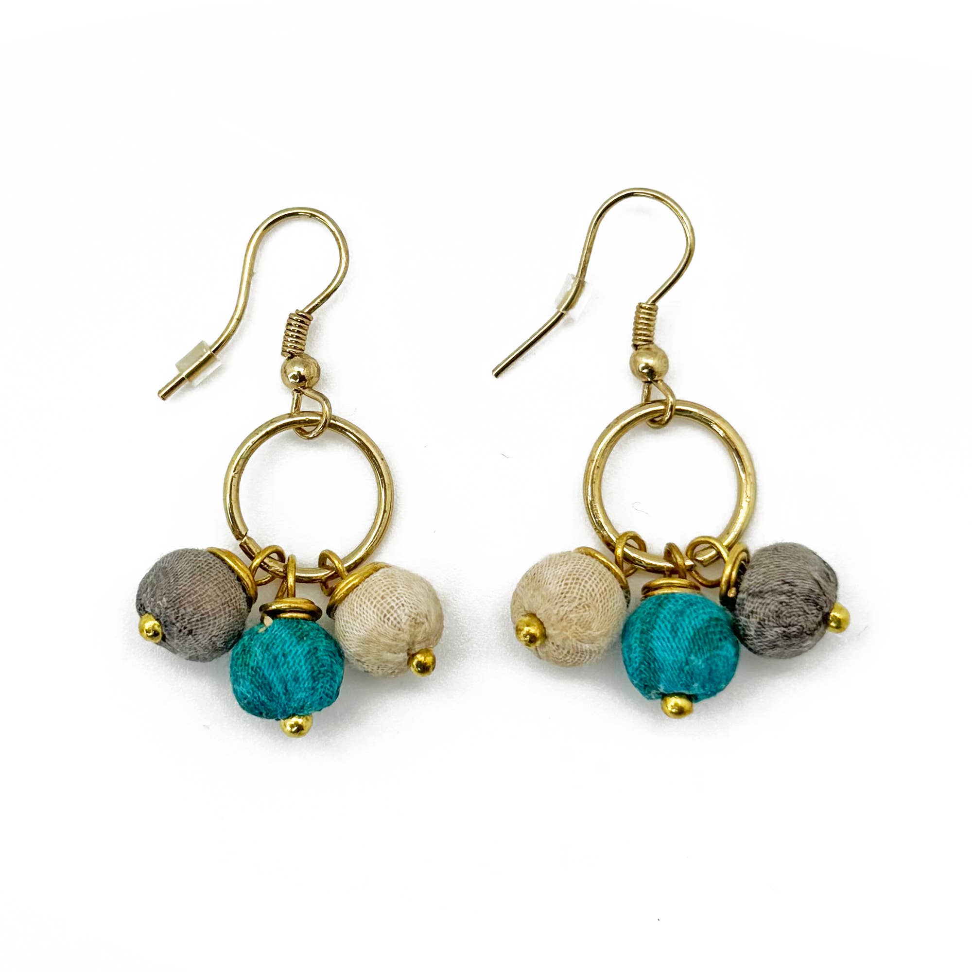 Aasha Monochrome Kantha Handcrafted Small Earrings