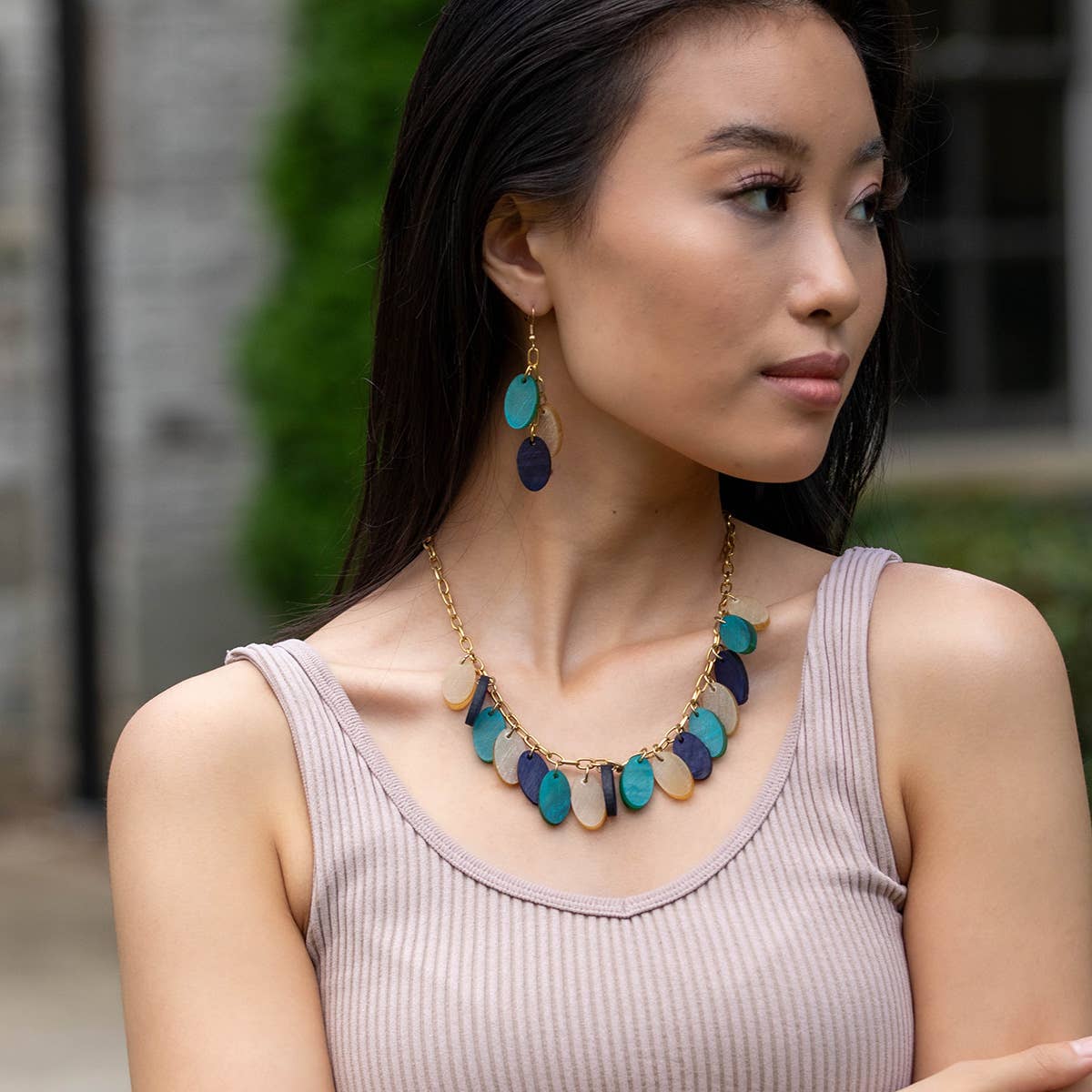 Omala Azure Coast Collection Necklace - Small Ovals on Chain