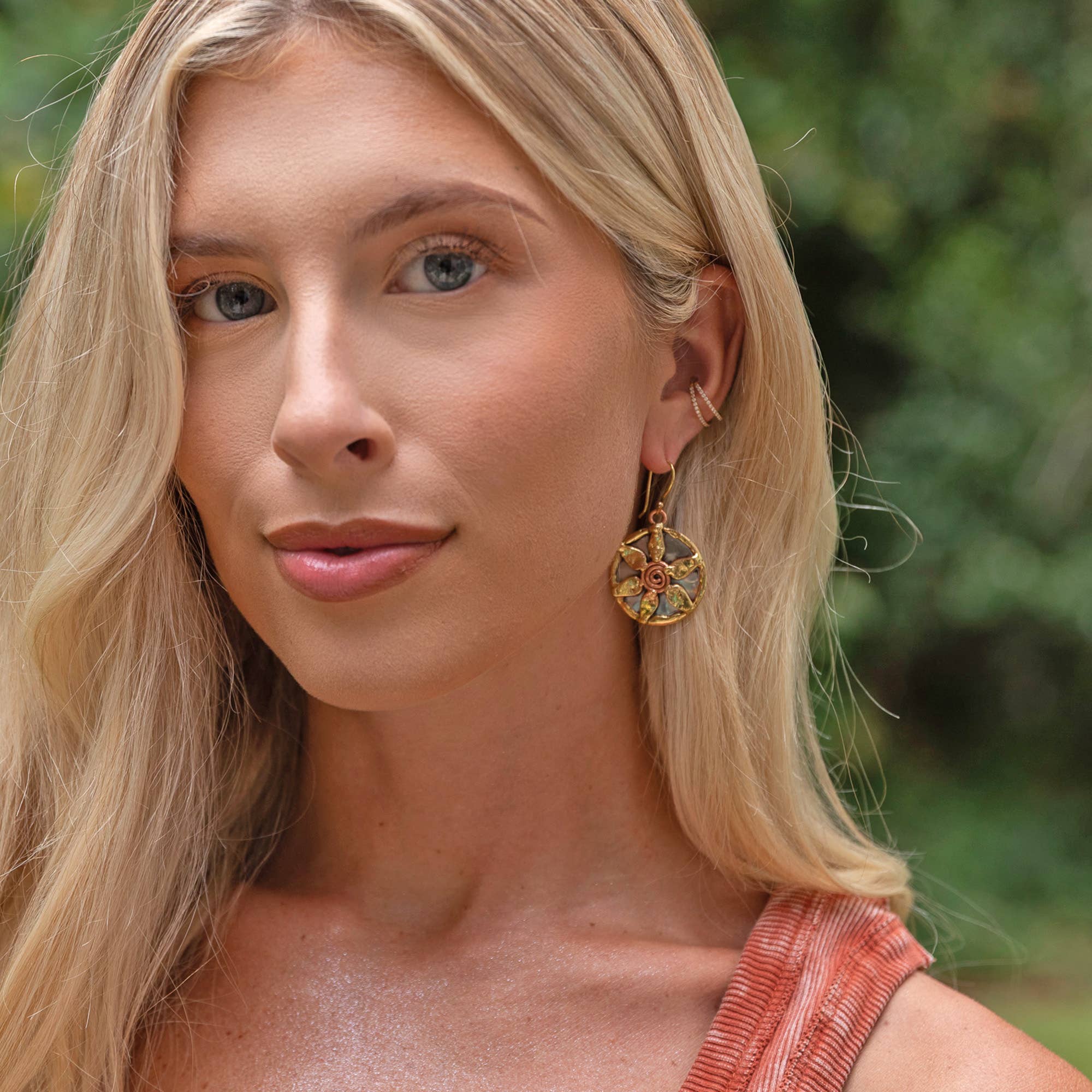 Handcrafted Mixed Metal Teardrop Cross Earrings