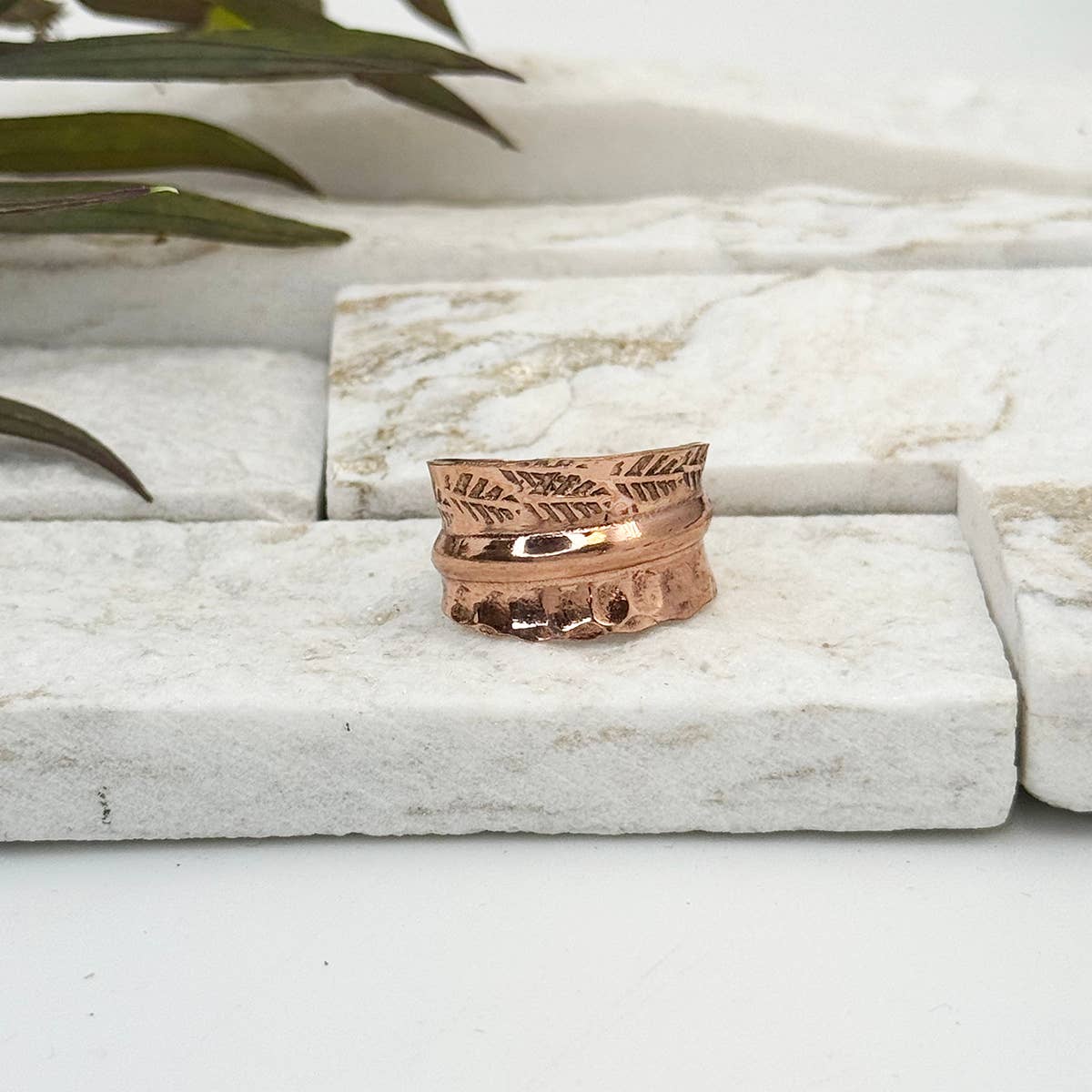 Handcrafted Copper Feather Ring