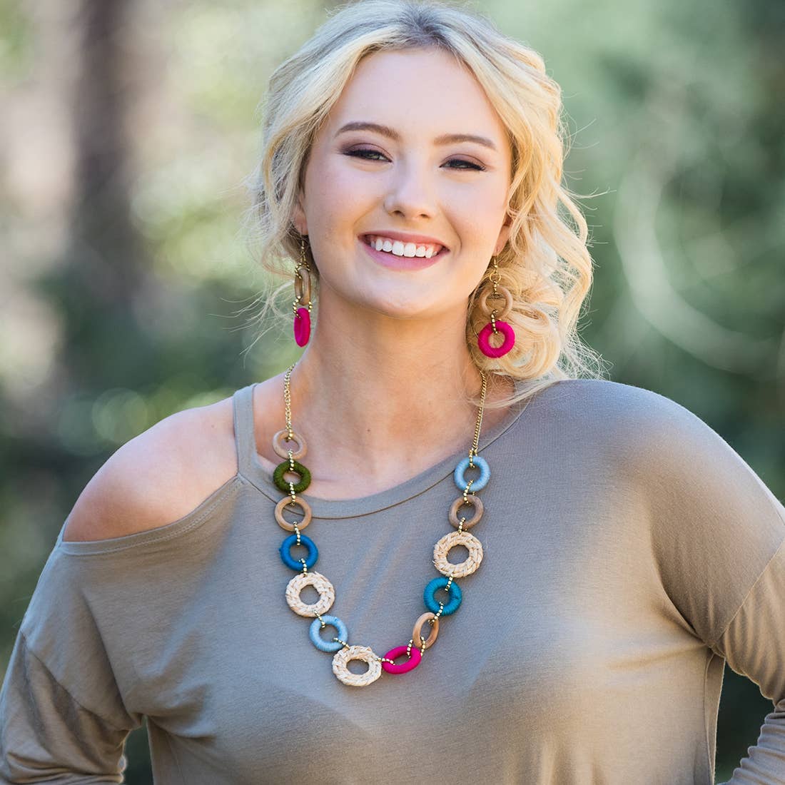 Sachi Bold Whimsy Collection Necklace - Multi, Rattan Ring