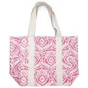 Handcrafted Canvas Bag with Block-Printed Pink Paradise