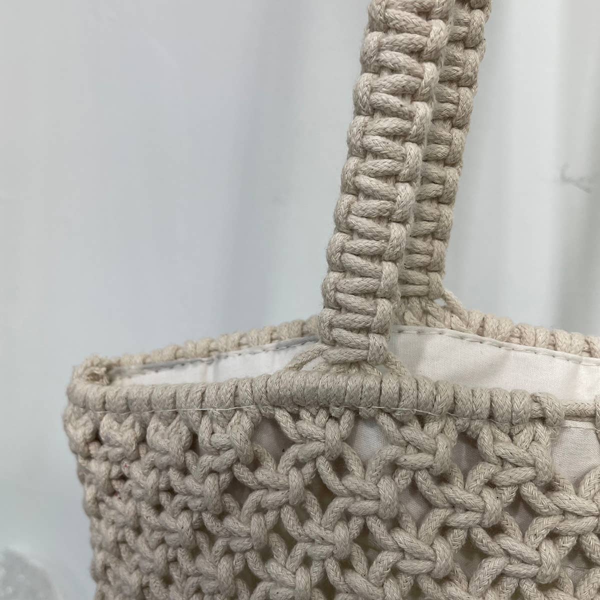 Coco Bag - Cotton Macrame shoulder bag with cotton lining