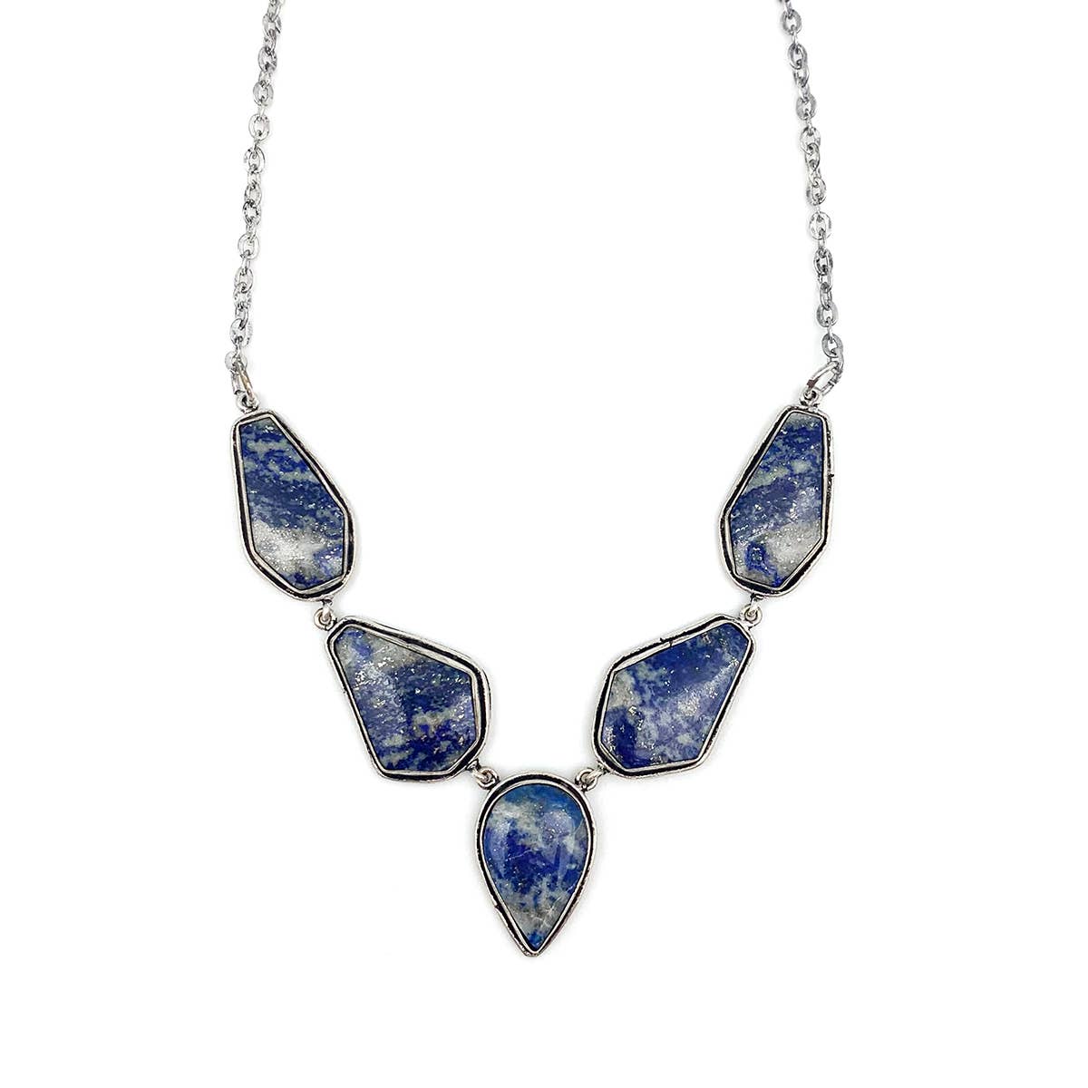 Handcrafted Kashi Semiprecious Stone Bib Necklace - Lapis