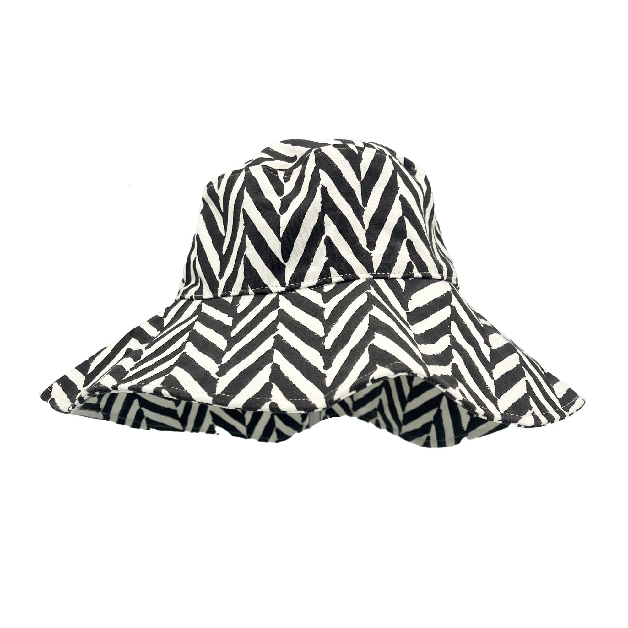 The Block printed Canvas Bold black Chevron Sun Hat