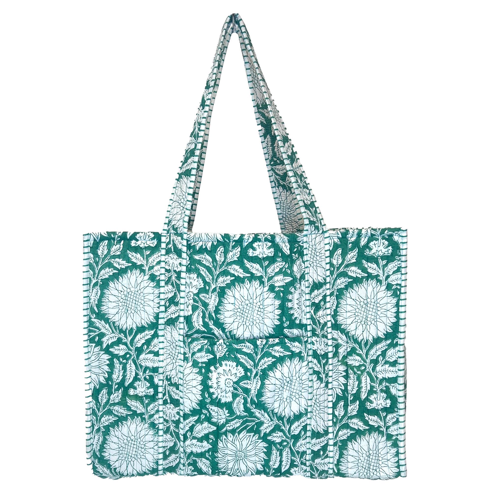 Hand Creafted Quilted Block-Printed Tote Bag