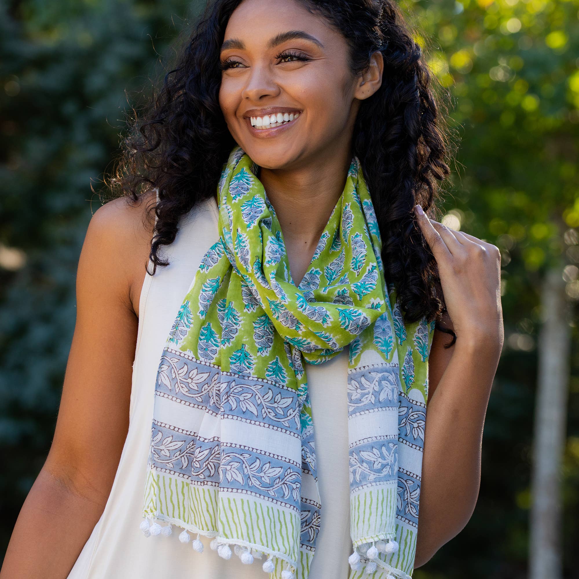 Assorted Scarves Prepack - 12 Block-Printed Cotton Scarves