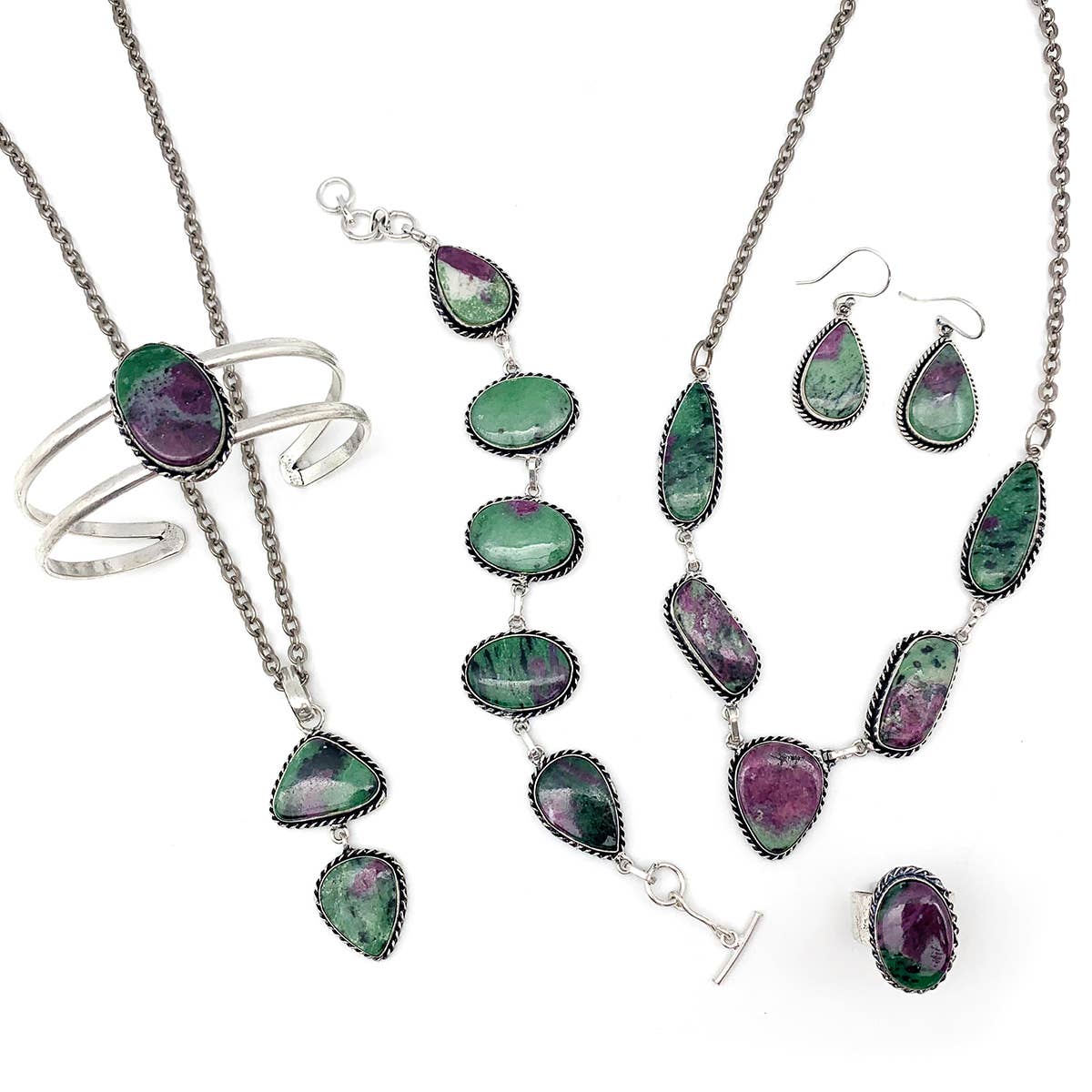 Handcrafted Semiprecious Stone Necklace - Ruby Zoisite