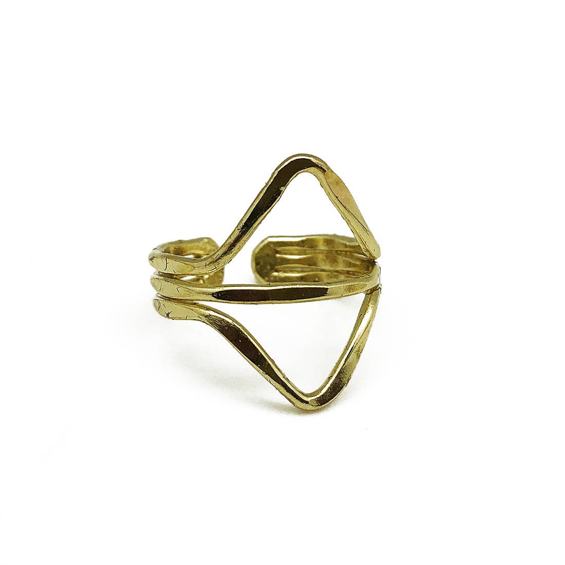 Gold Plated Adjustable Ring - Double Triangles