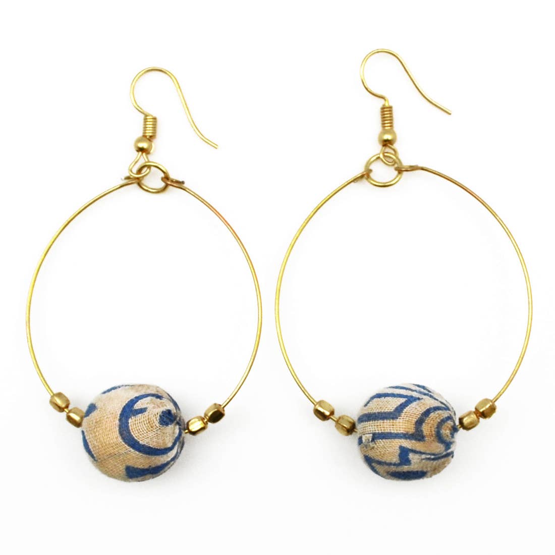 Aasha Kantha Single Large Bead Open Hoop Earrings