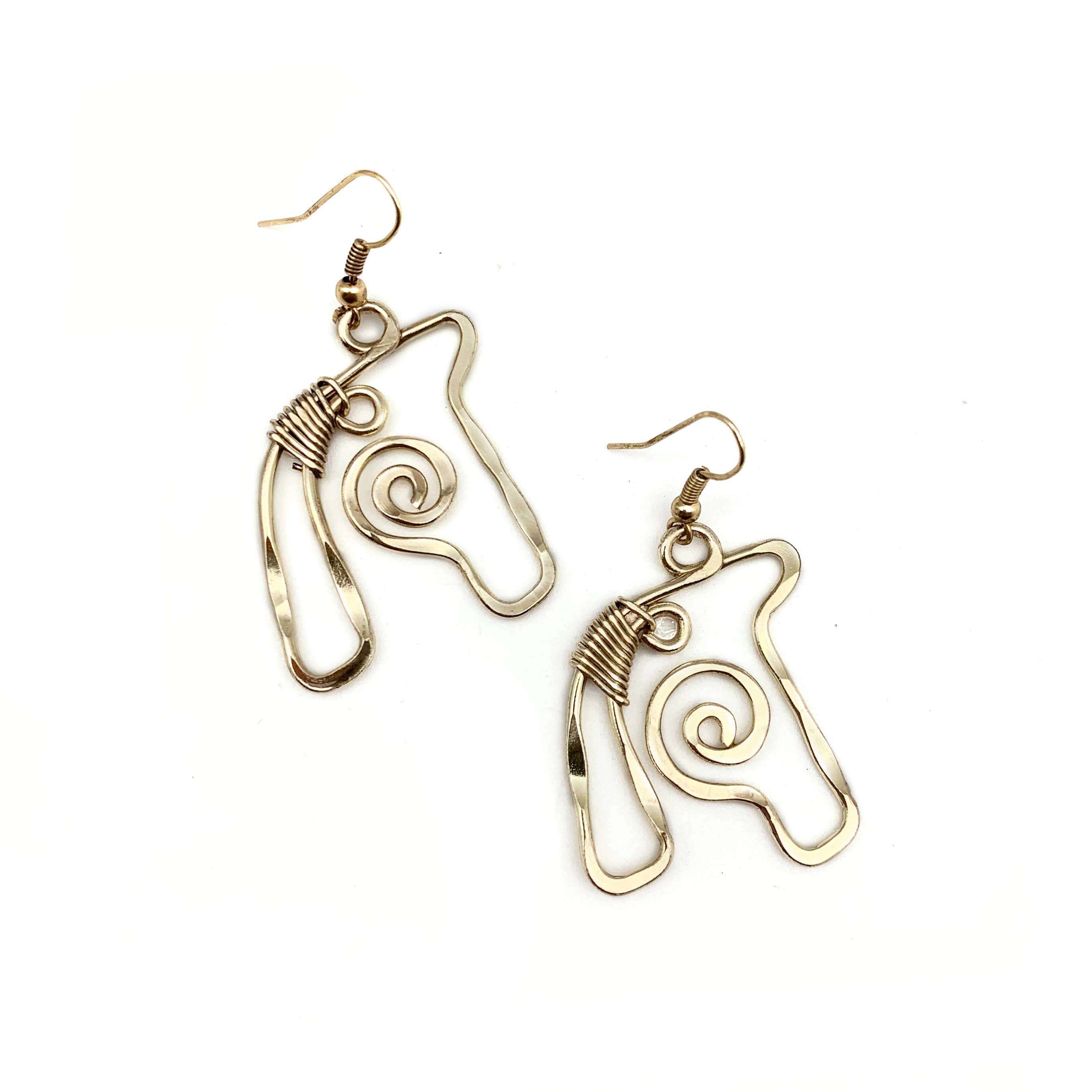Gold Plated Earrings - Horse