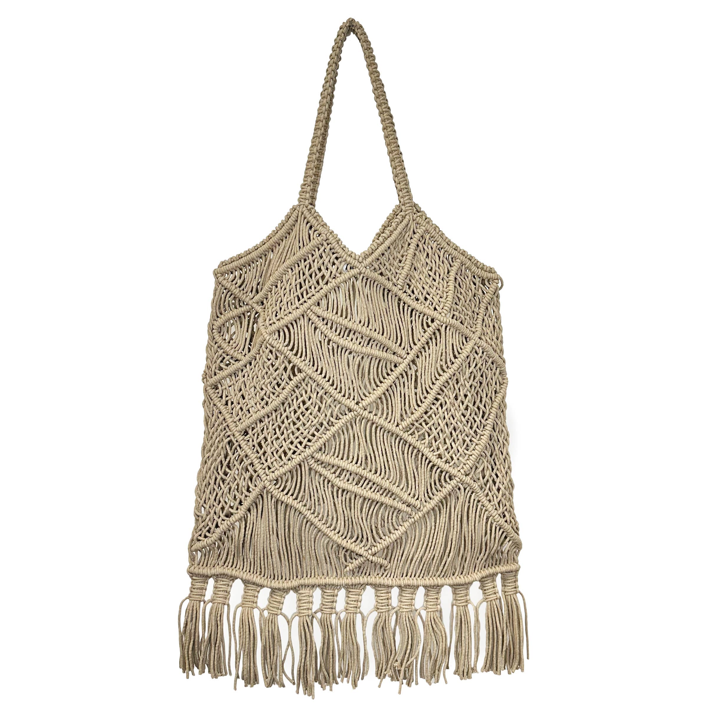 Adira Woven Cotton Macrame Large Fringe Bags